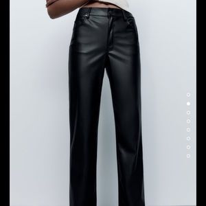 Zara 90s straight leg leather pants